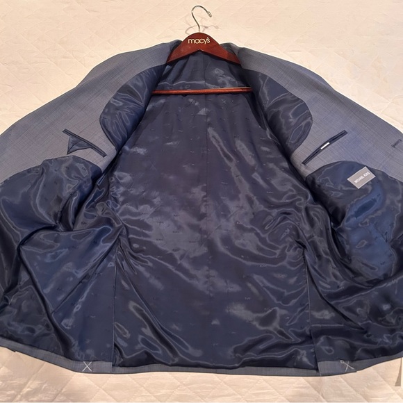 Michael Kors Mens 44R Kris Wool Blend Suit Jacket Blue Gray Windowpane NWT - Picture 16 of 16